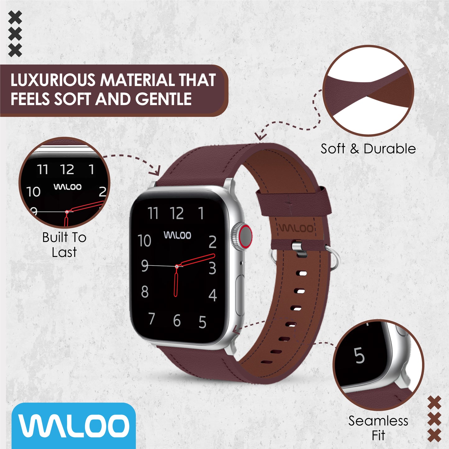 Waloo Classic Leather Band For Apple Watch