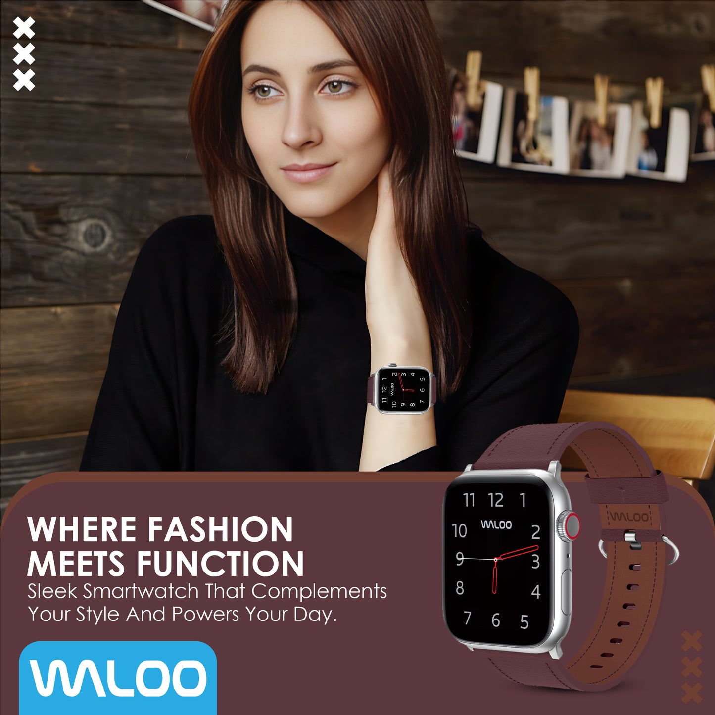 Waloo Classic Leather Band For Apple Watch