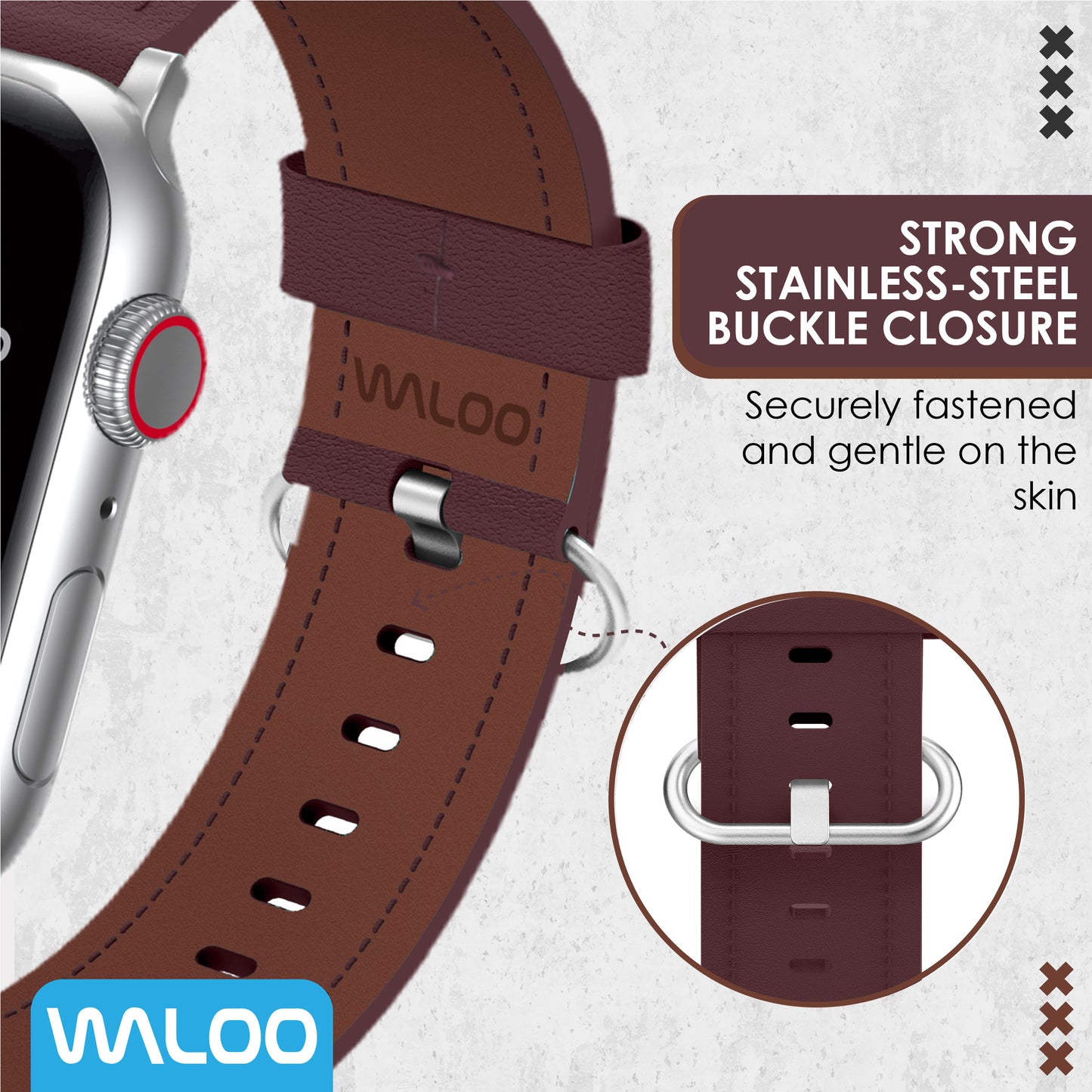 Waloo Classic Leather Band For Apple Watch