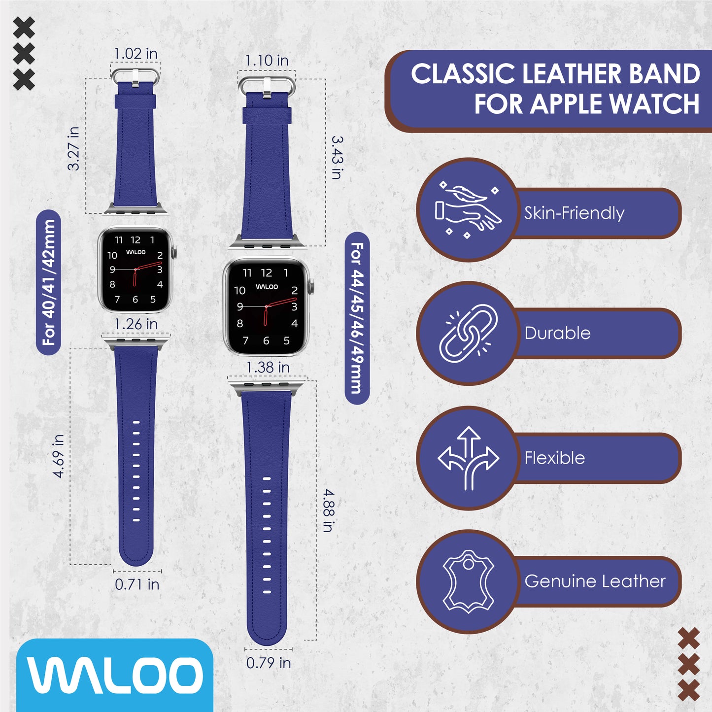 Waloo Classic Leather Band For Apple Watch