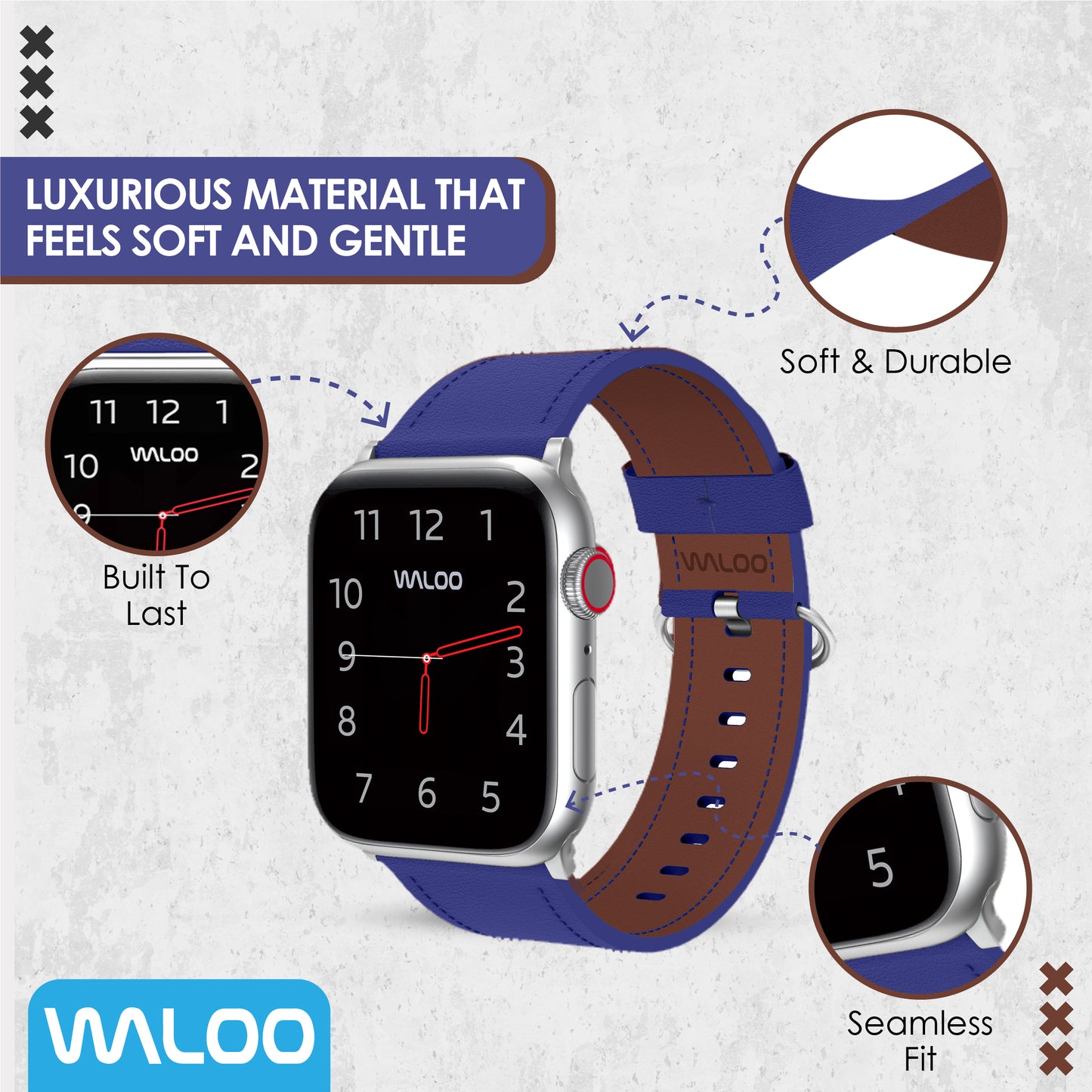 Waloo Classic Leather Band For Apple Watch