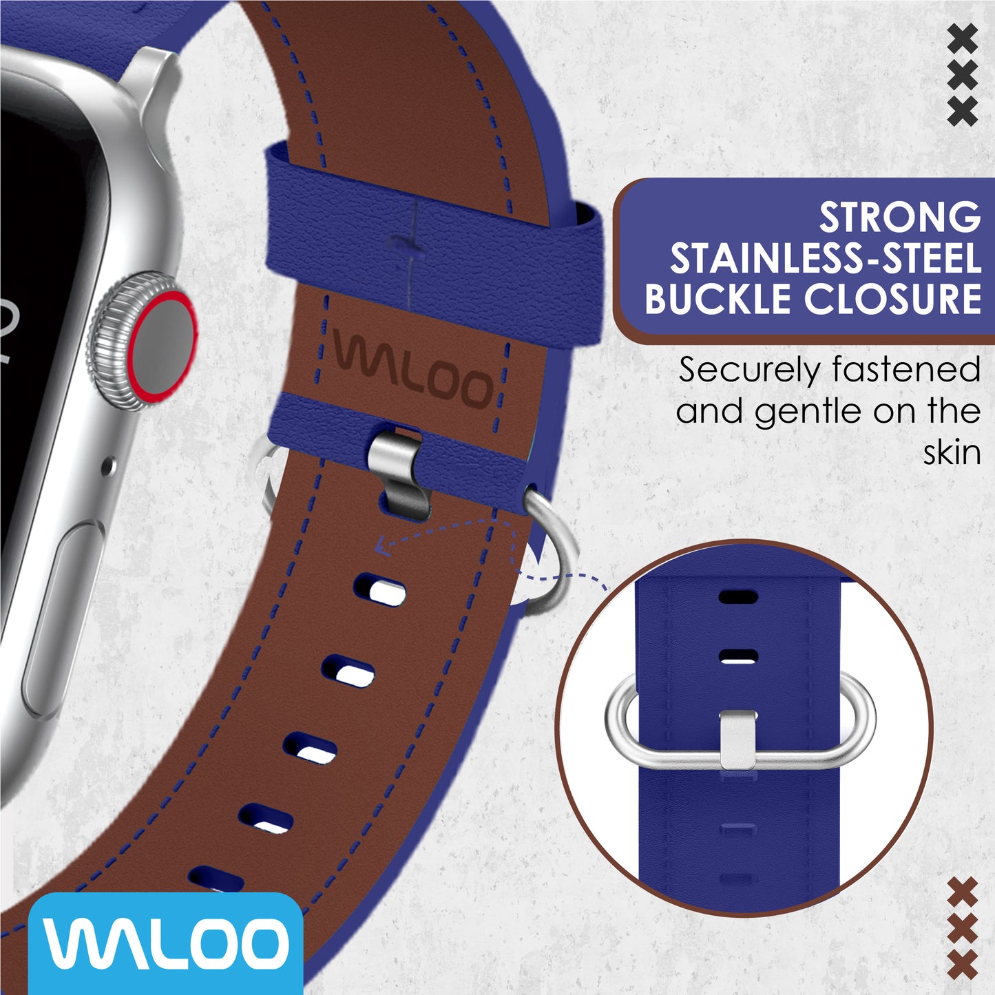 Waloo Classic Leather Band For Apple Watch