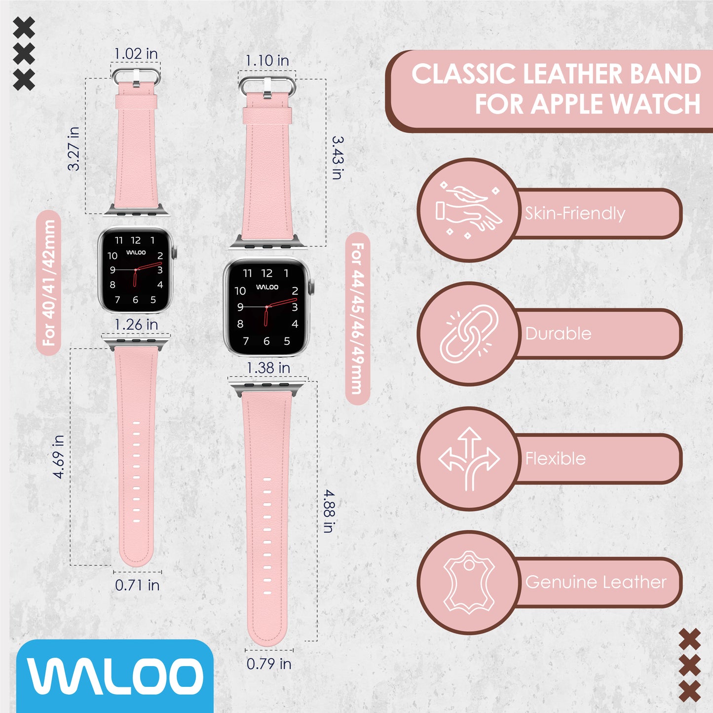 Waloo Classic Leather Band For Apple Watch