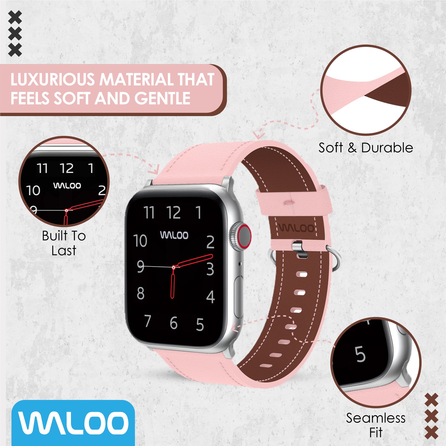 Waloo Classic Leather Band For Apple Watch