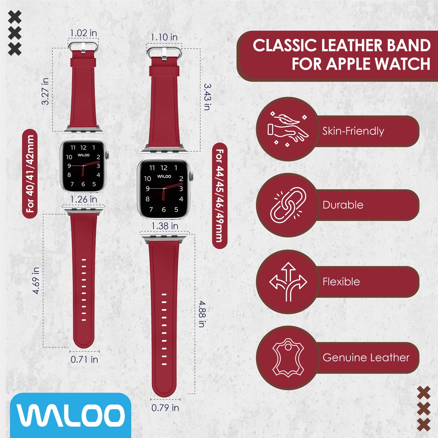 Waloo Classic Leather Band For Apple Watch