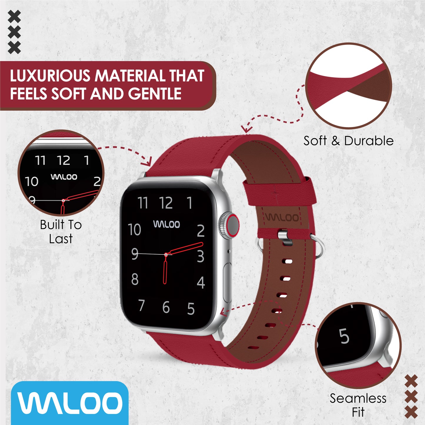 Waloo Classic Leather Band For Apple Watch
