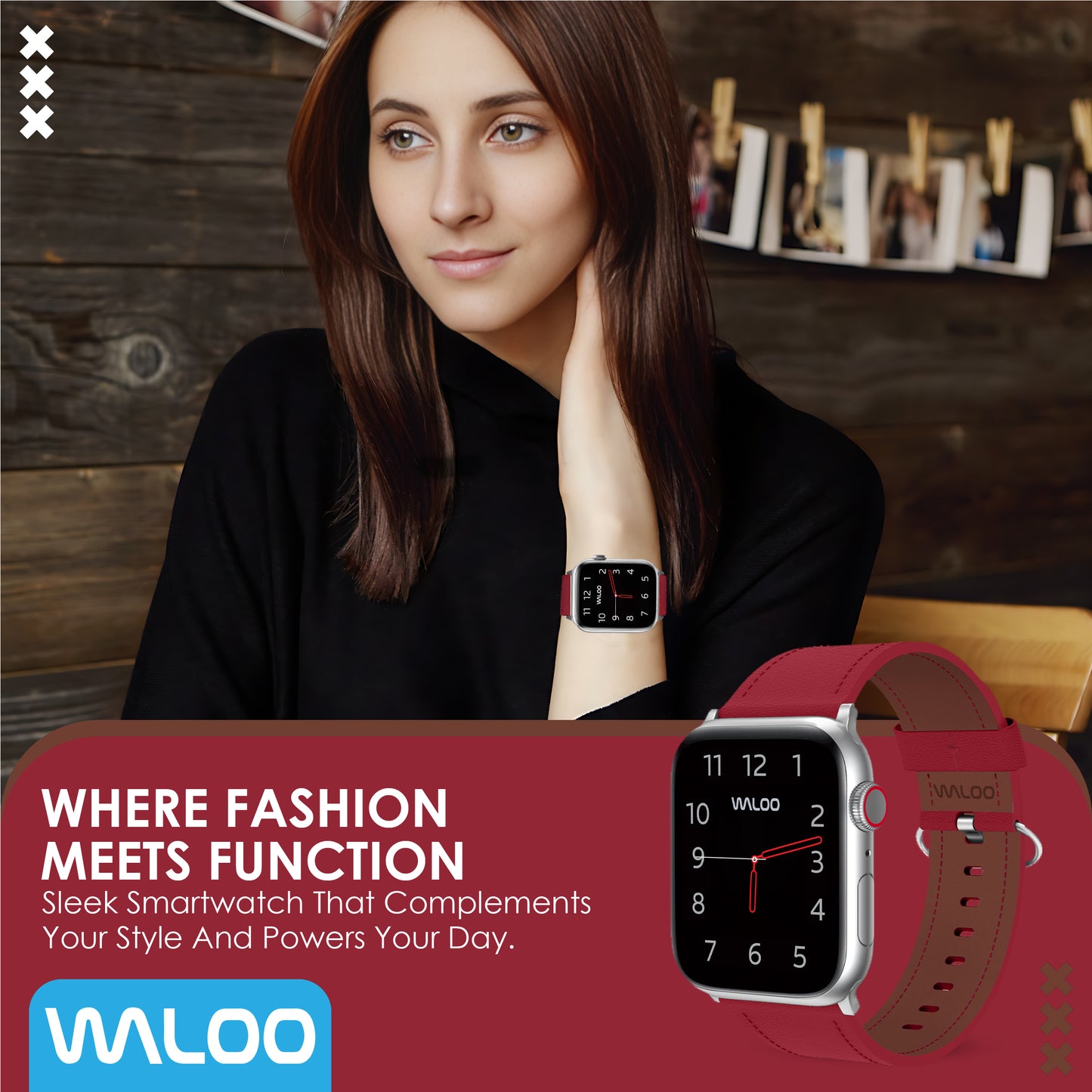 Waloo Classic Leather Band For Apple Watch