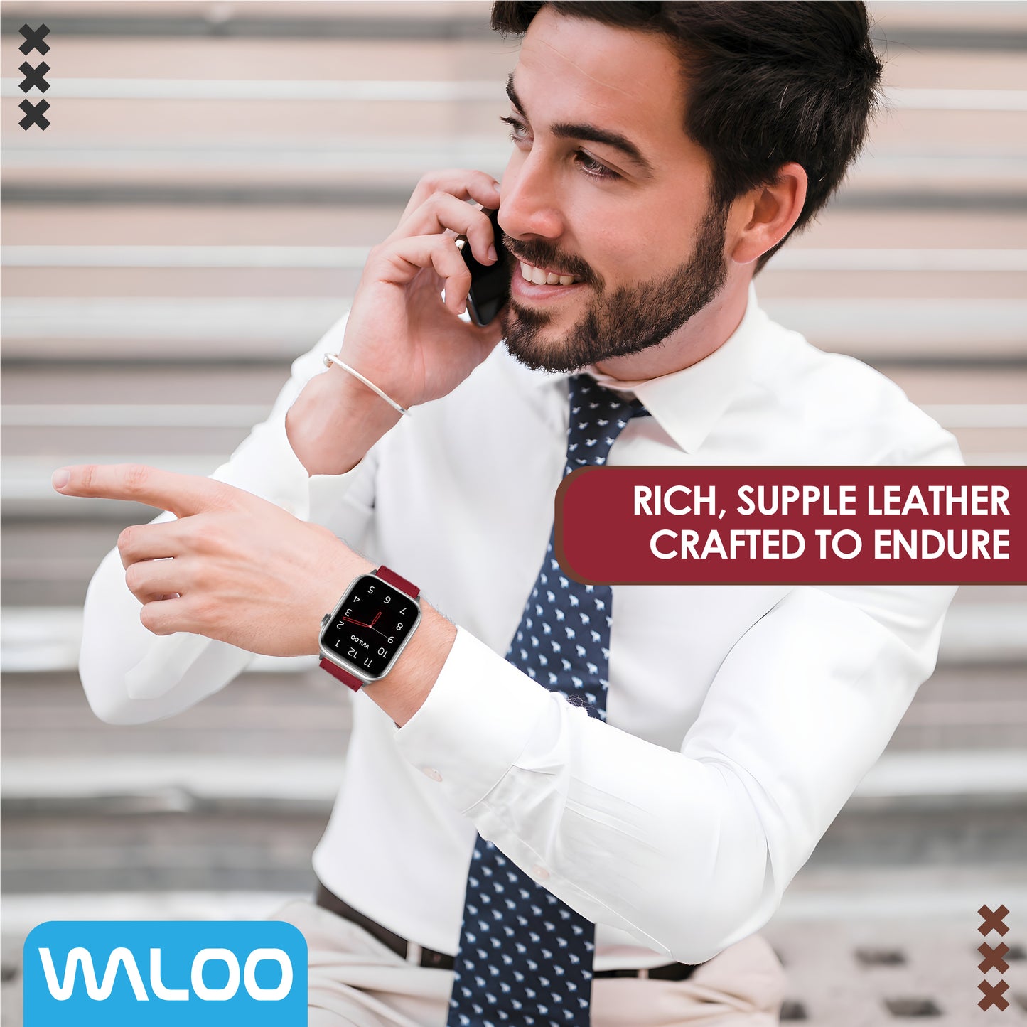 Waloo Classic Leather Band For Apple Watch