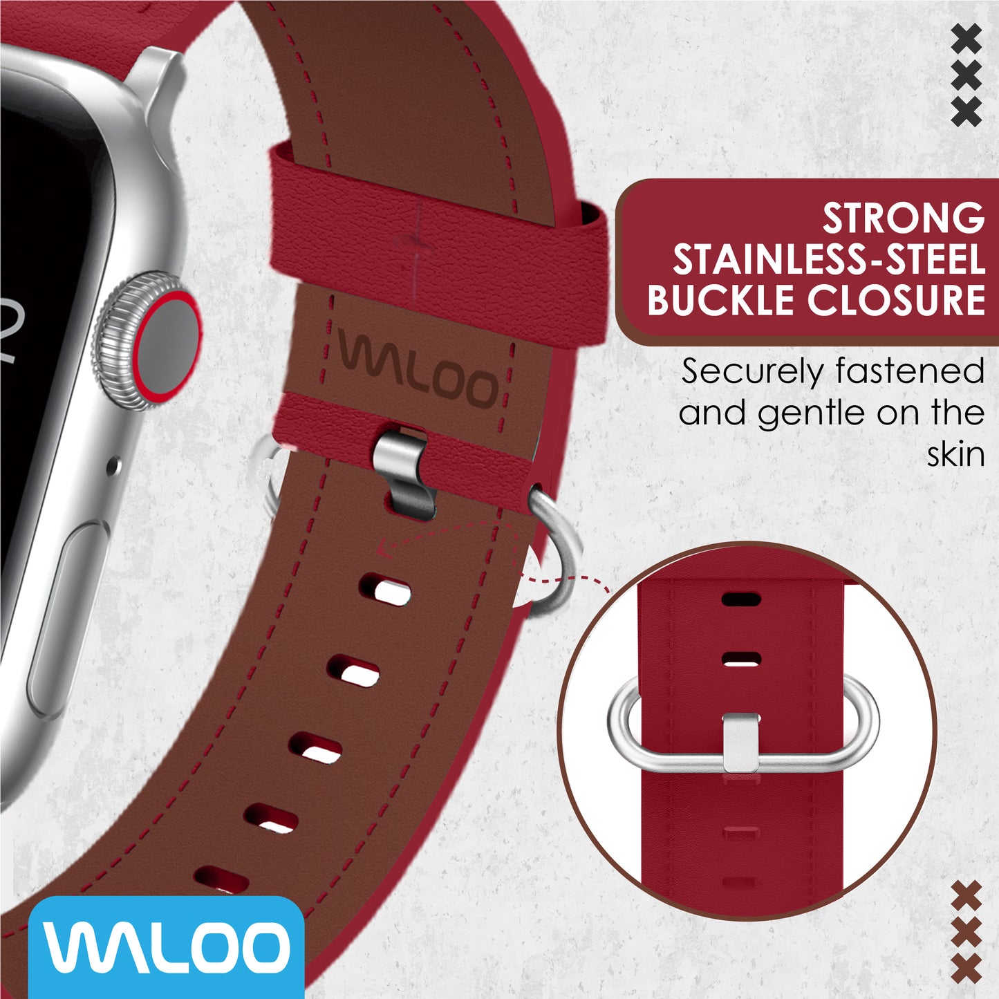 Waloo Classic Leather Band For Apple Watch