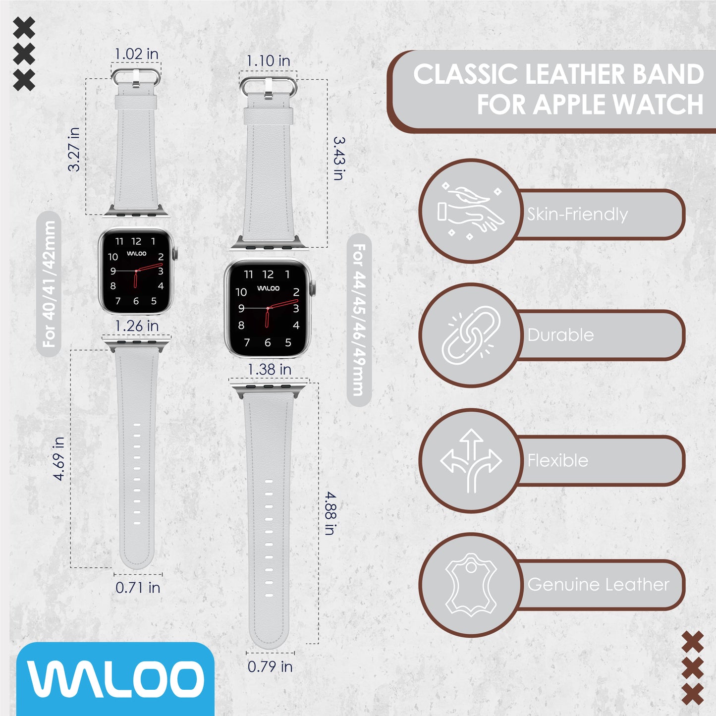 Waloo Classic Leather Band For Apple Watch