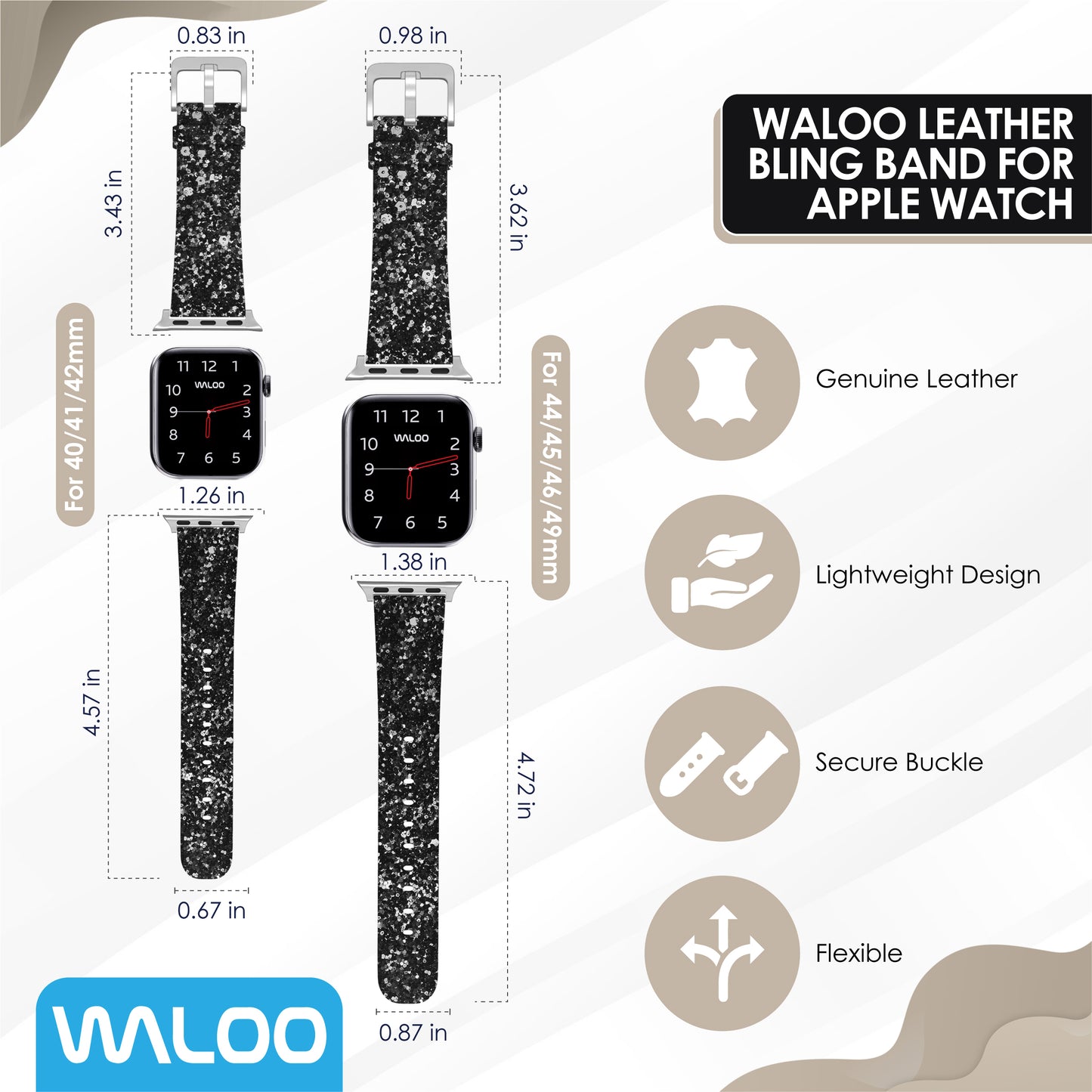 Waloo Leather Bling Band For Apple Watch