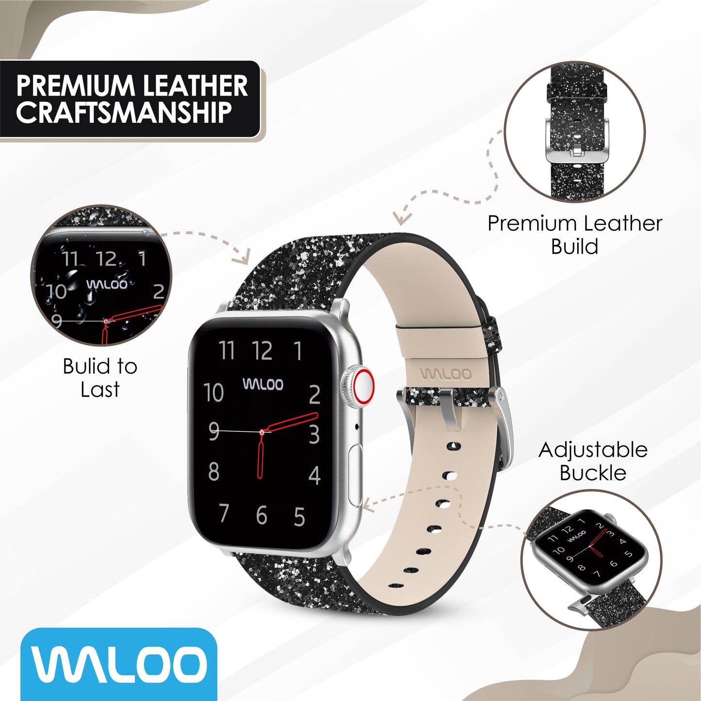 Waloo Leather Bling Band For Apple Watch