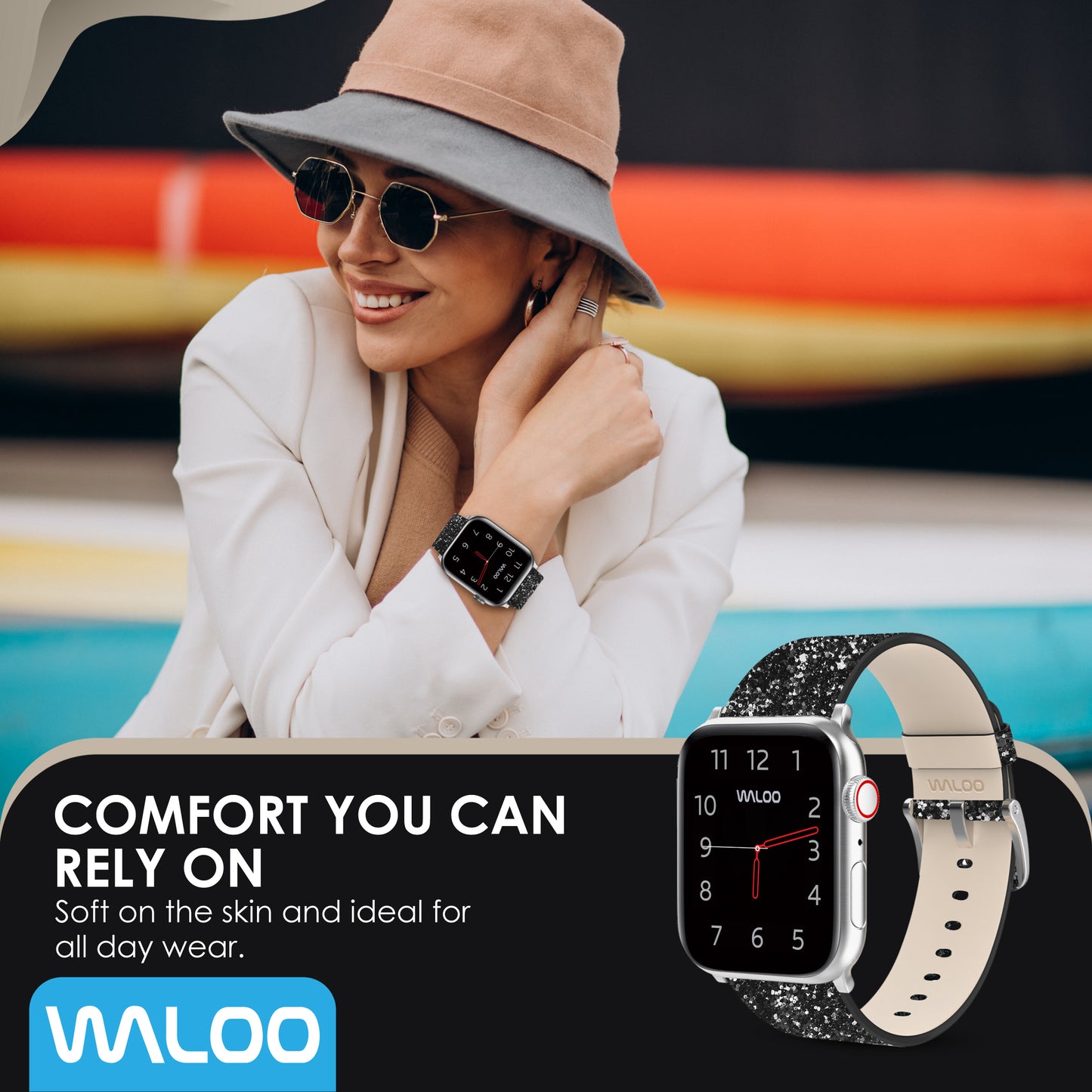 Waloo Leather Bling Band For Apple Watch