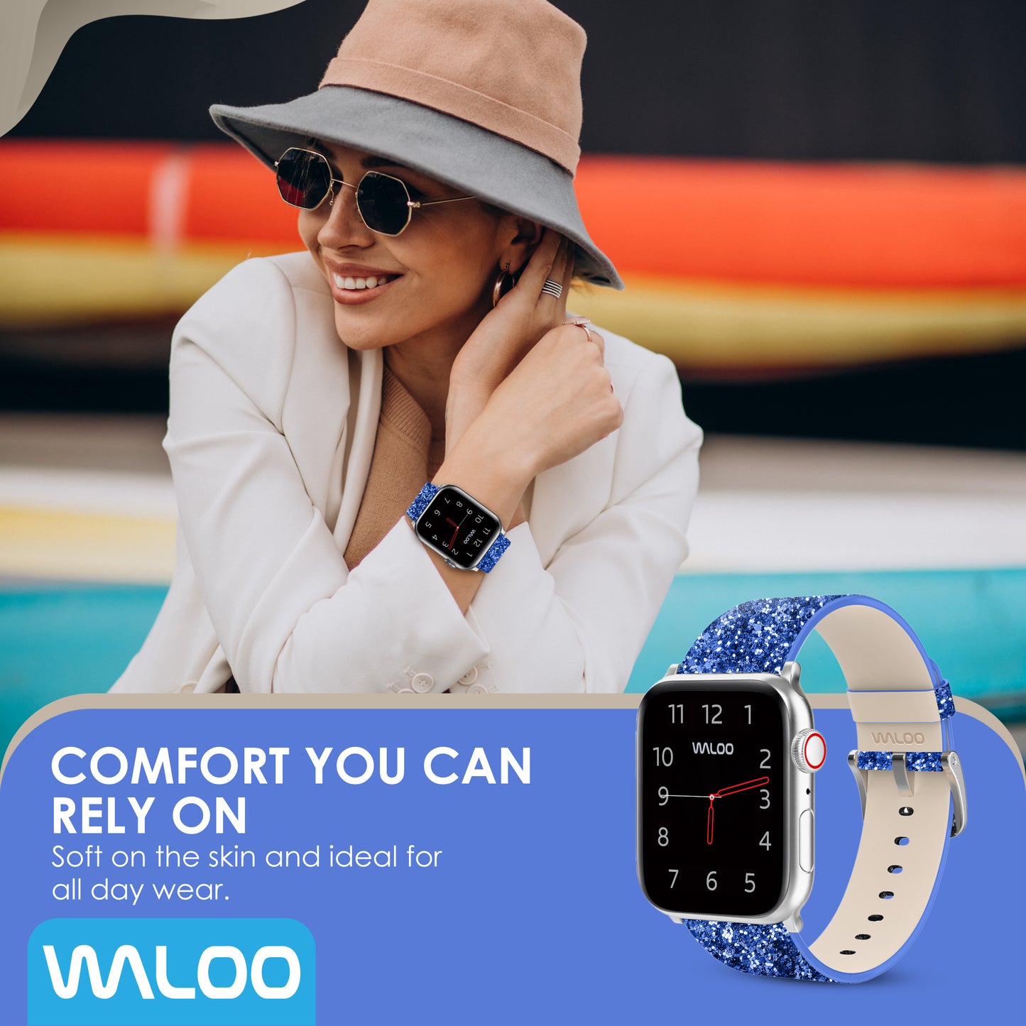 Waloo Leather Bling Band For Apple Watch