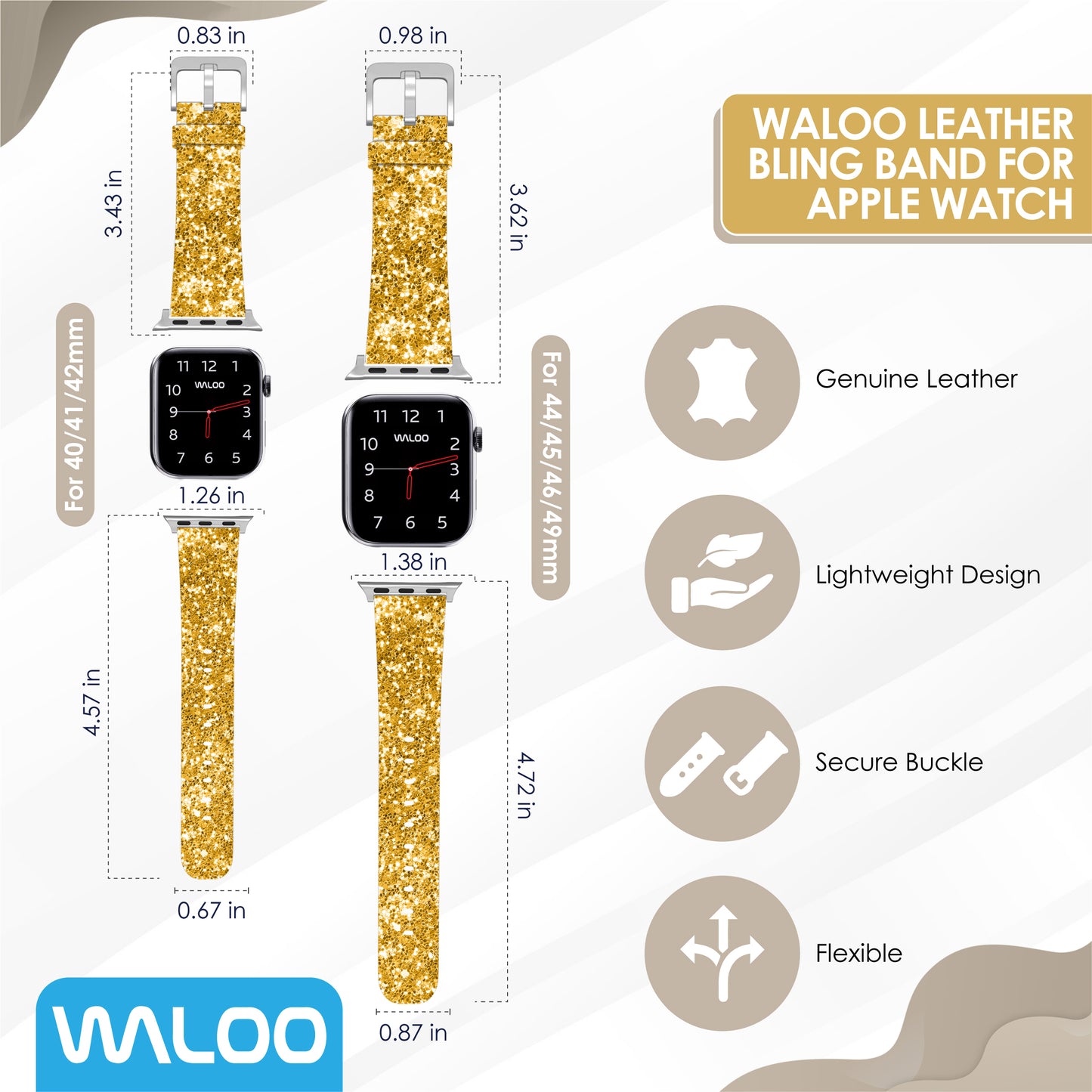 Waloo Leather Bling Band For Apple Watch
