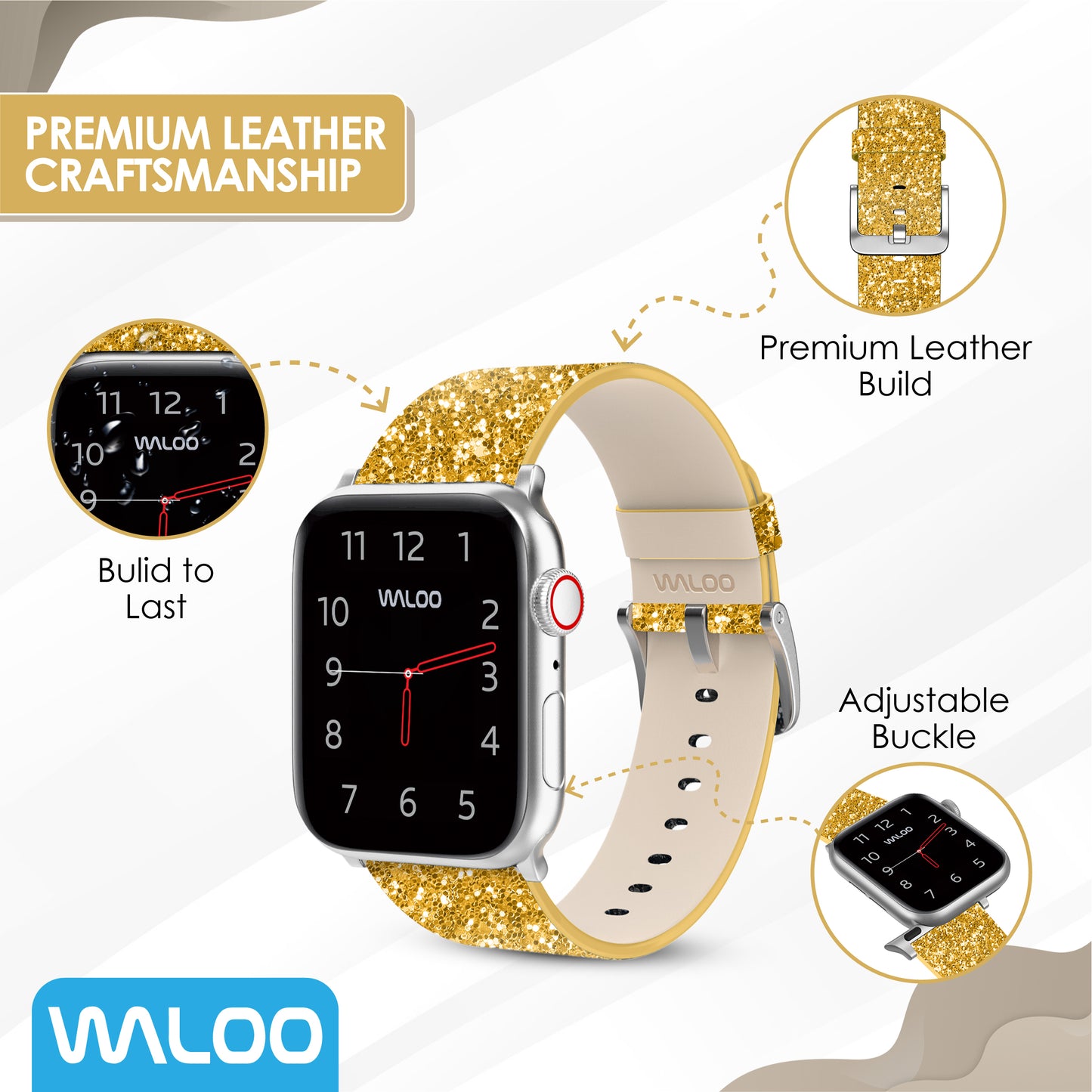 Waloo Leather Bling Band For Apple Watch