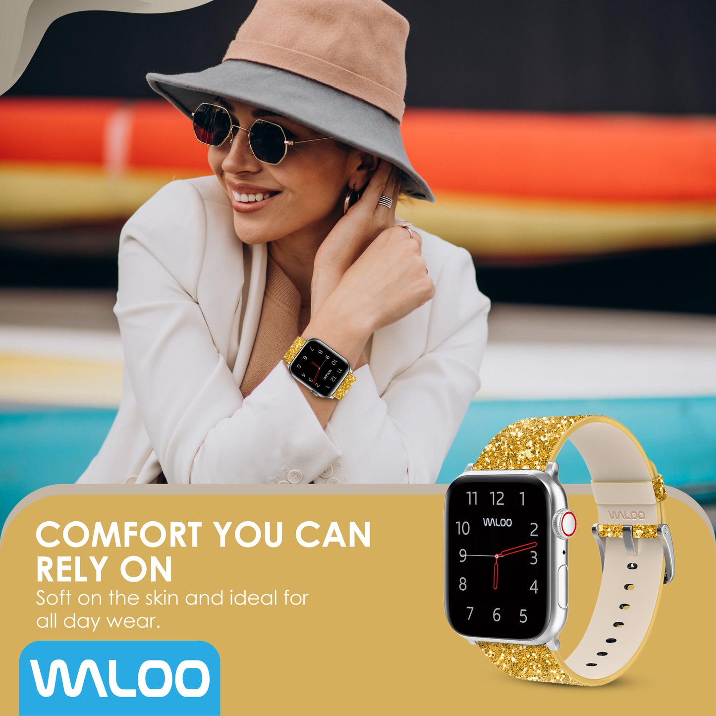 Waloo Leather Bling Band For Apple Watch