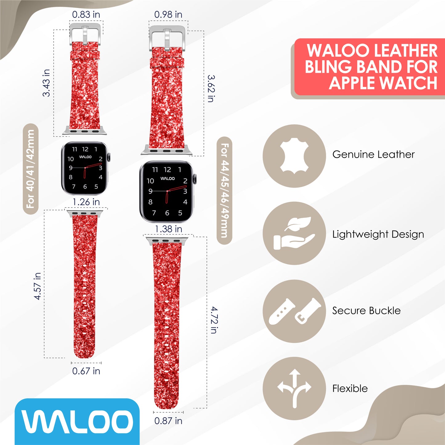 Waloo Leather Bling Band For Apple Watch