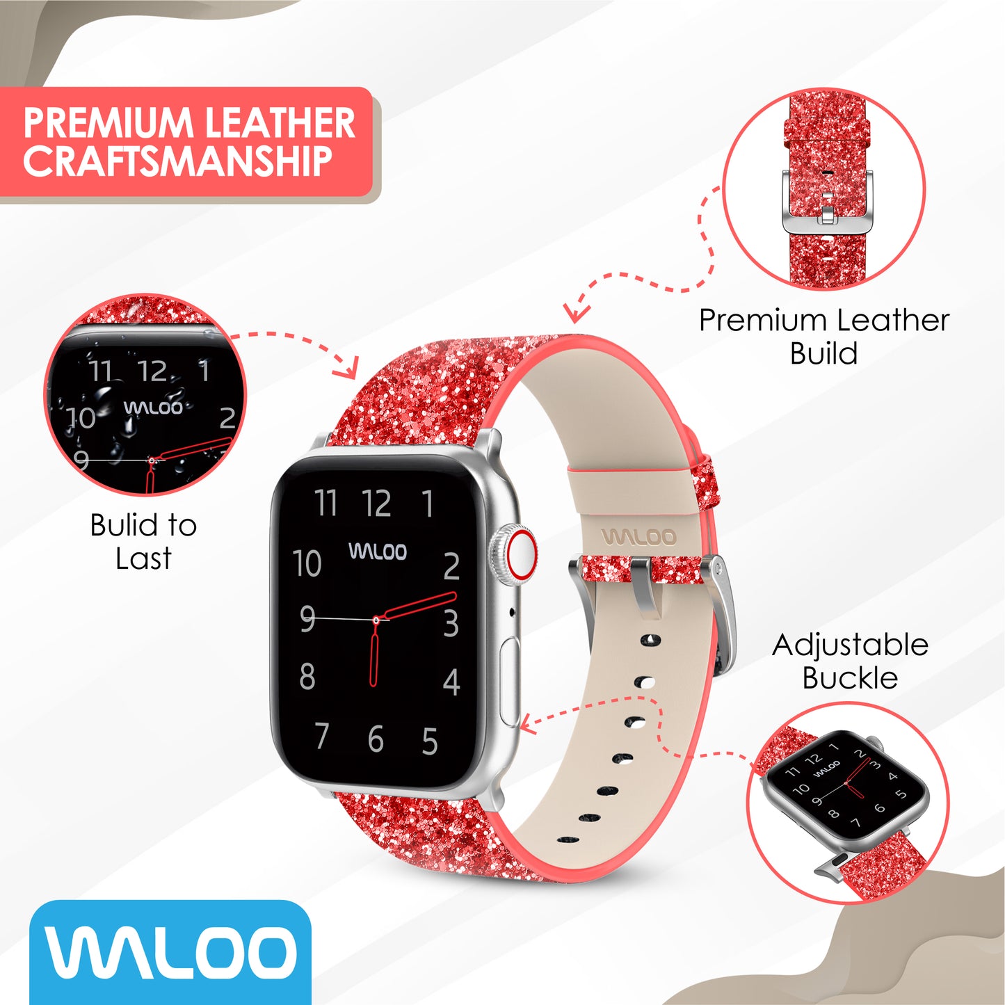 Waloo Leather Bling Band For Apple Watch