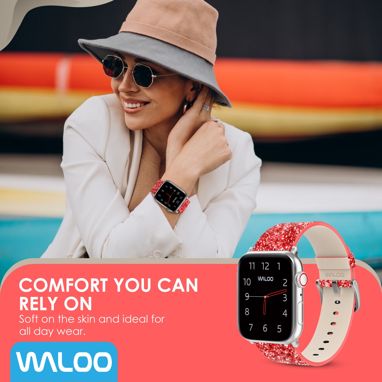 Waloo Leather Bling Band For Apple Watch
