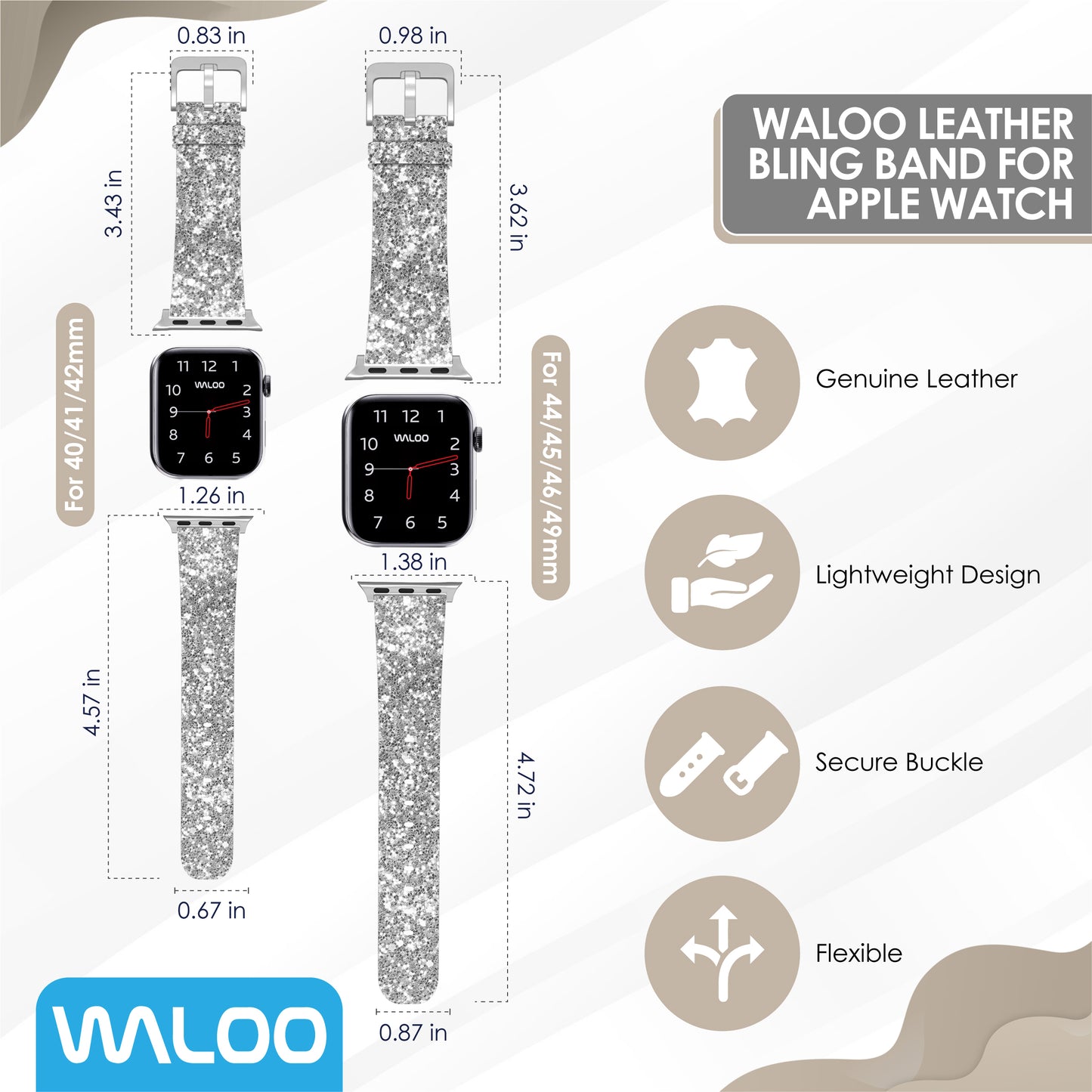 Waloo Leather Bling Band For Apple Watch