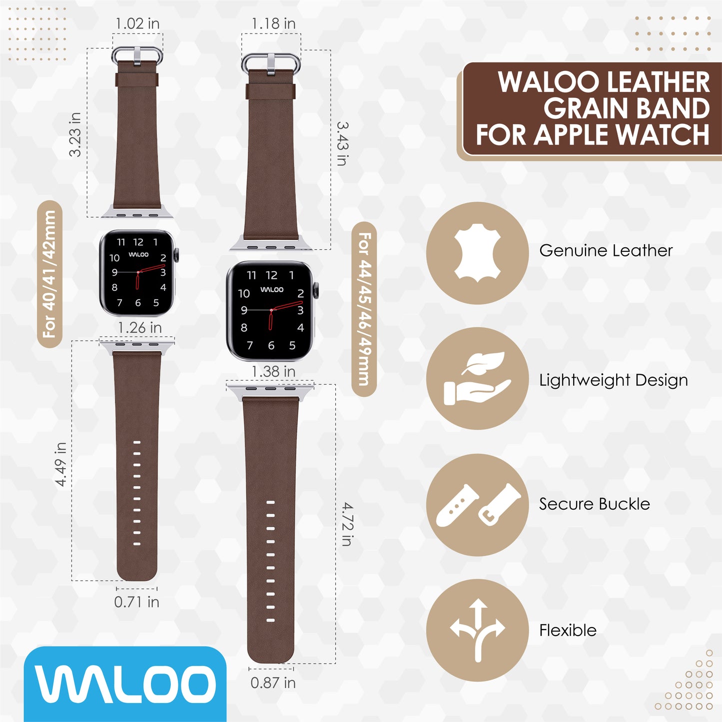 Waloo Leather Grain Band For Apple Watch