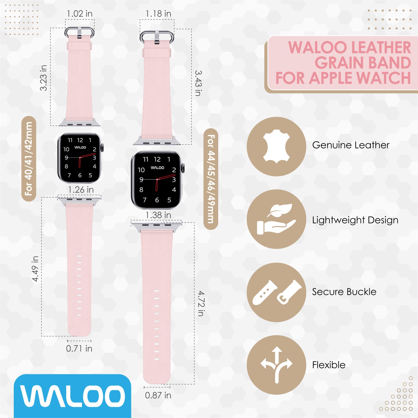 Waloo Leather Grain Band For Apple Watch