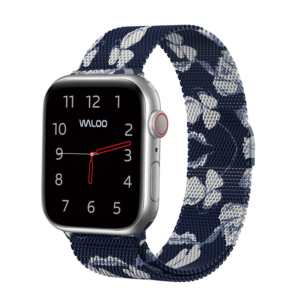 Waloo Floral Printed Magnetic Mesh Band For Apple Watch
