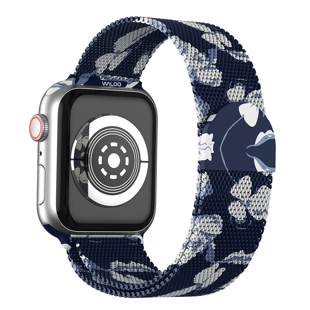 Waloo Floral Printed Magnetic Mesh Band For Apple Watch