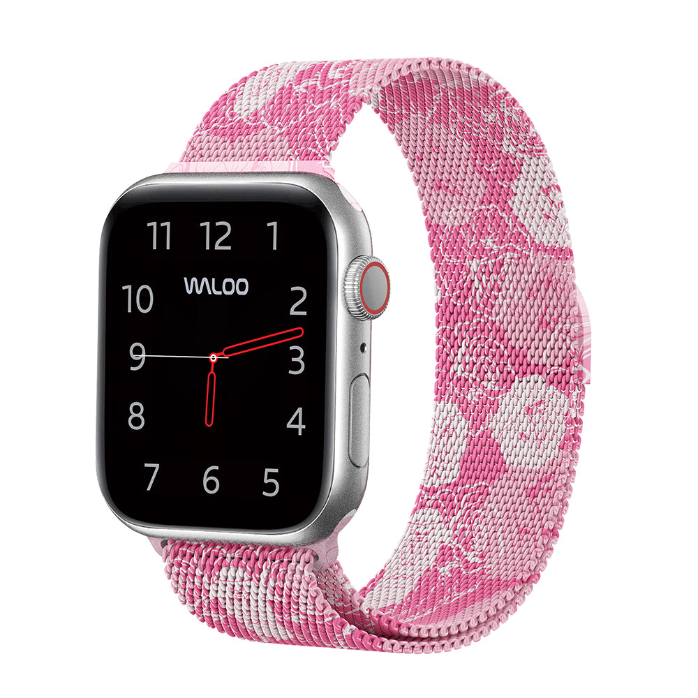 Waloo Floral Printed Magnetic Mesh Band For Apple Watch