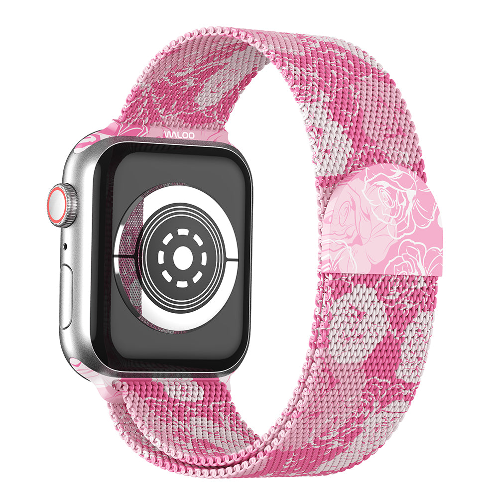 Waloo Floral Printed Magnetic Mesh Band For Apple Watch