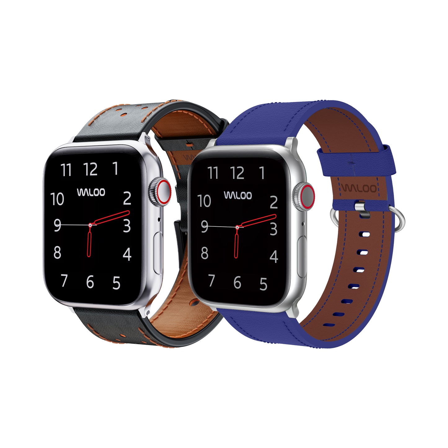 Waloo 2-Pack Breathable Leather & Classic Leather Bands For Apple Watch
