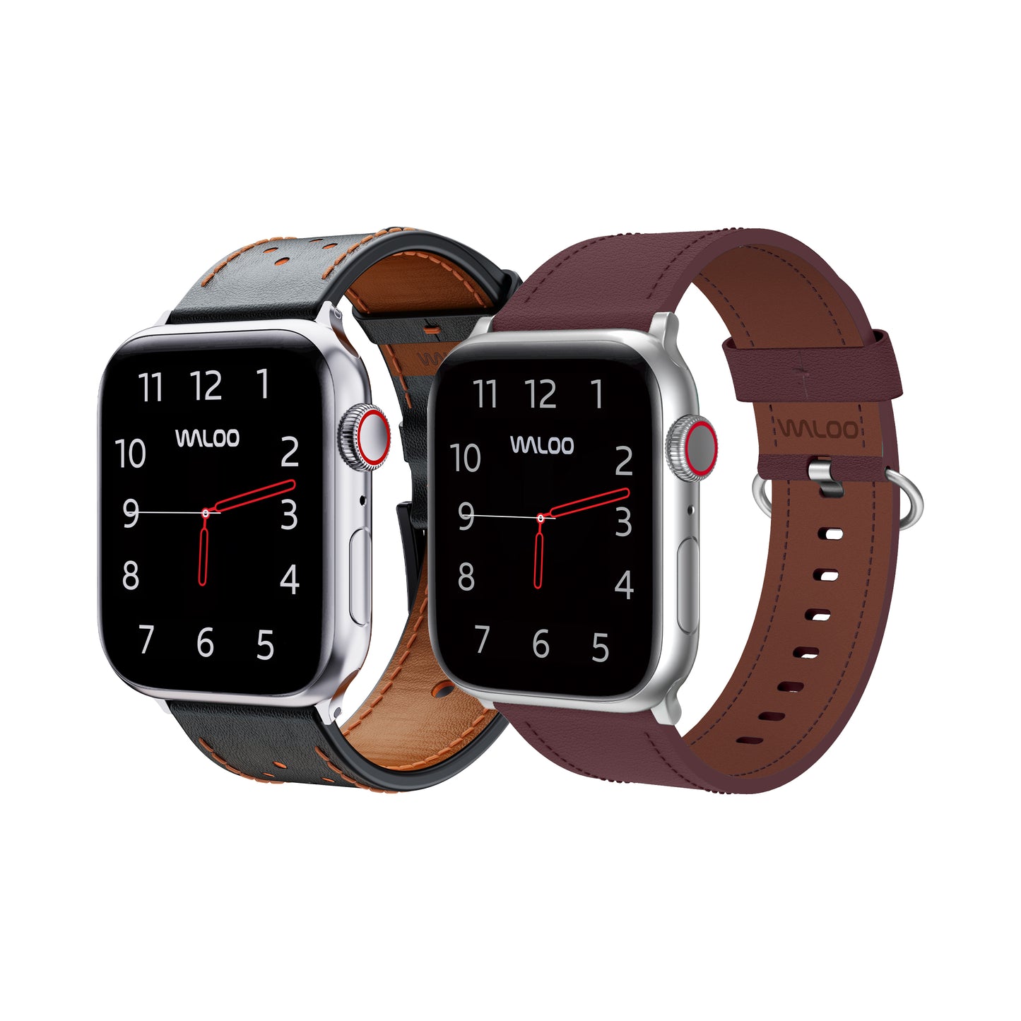 Waloo 2-Pack Breathable Leather & Classic Leather Bands For Apple Watch