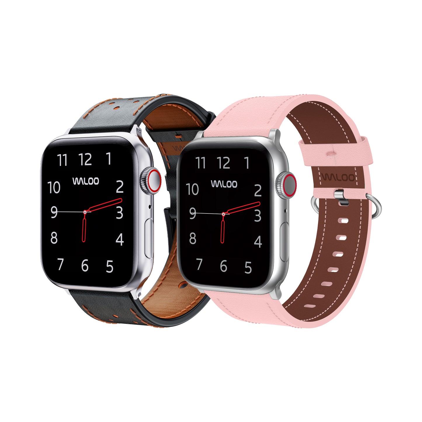 Waloo 2-Pack Breathable Leather & Classic Leather Bands For Apple Watch