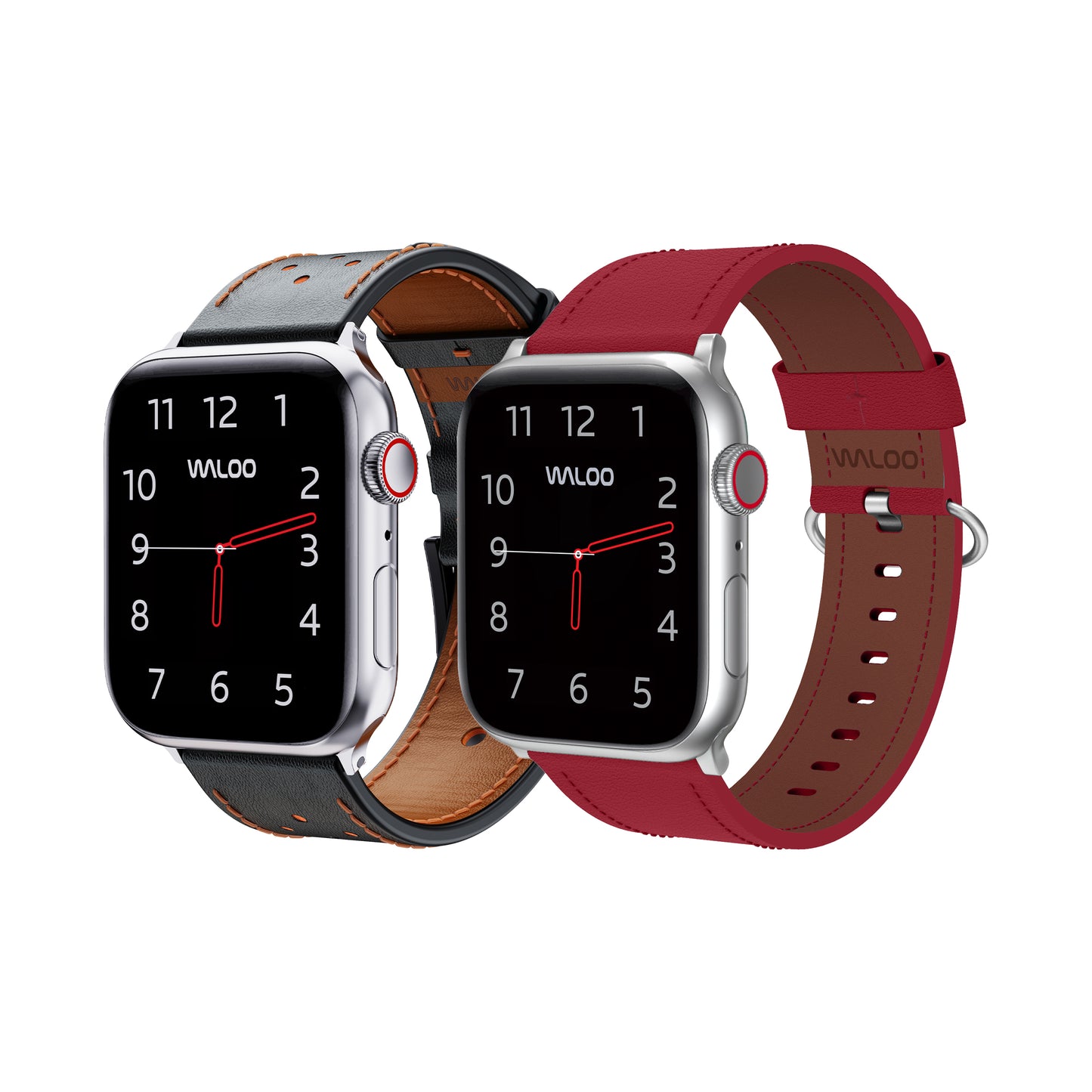 Waloo 2-Pack Breathable Leather & Classic Leather Bands For Apple Watch