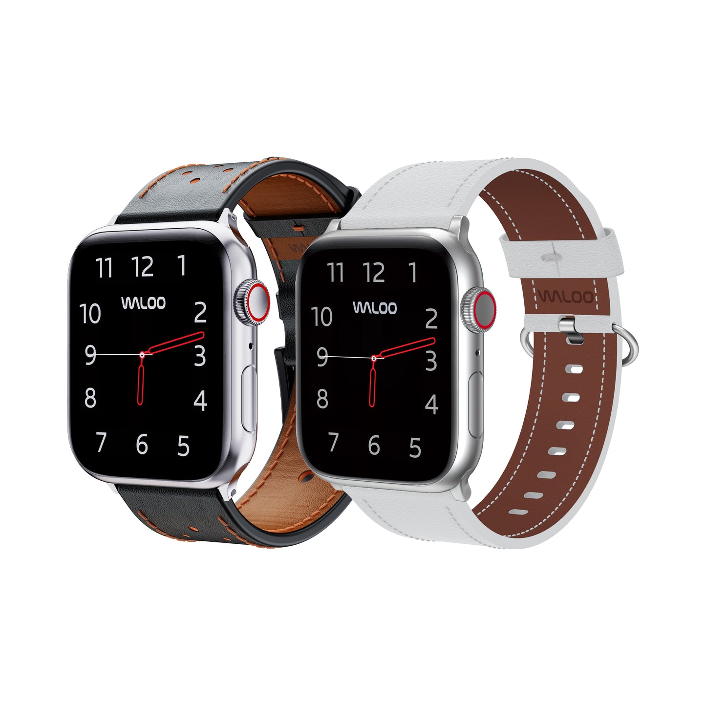 Waloo 2-Pack Breathable Leather & Classic Leather Bands For Apple Watch