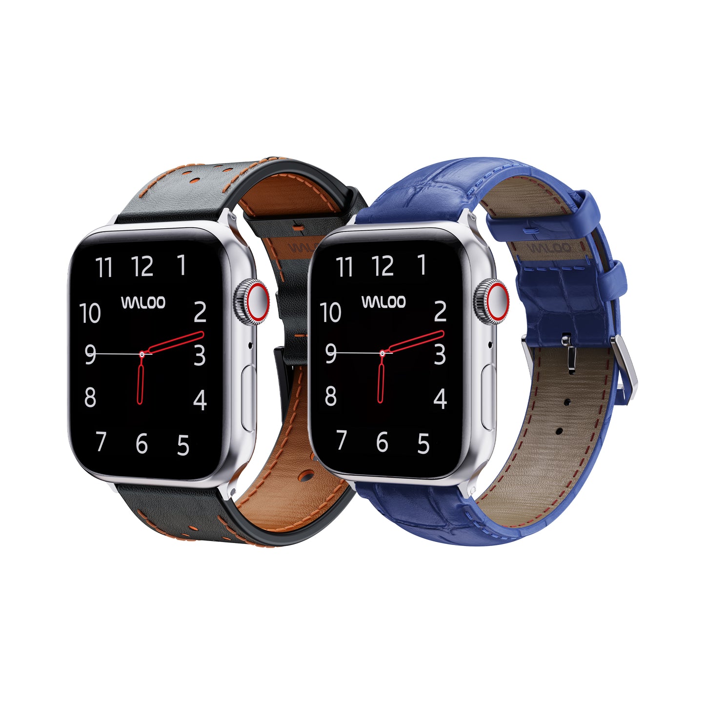 Waloo 2-Pack Breathable Leather & Crocodile Leather Bands For Apple Watch