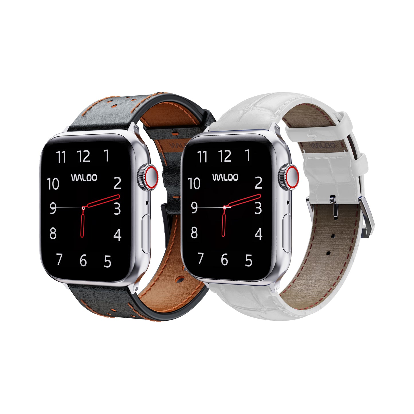 Waloo 2-Pack Breathable Leather & Crocodile Leather Bands For Apple Watch