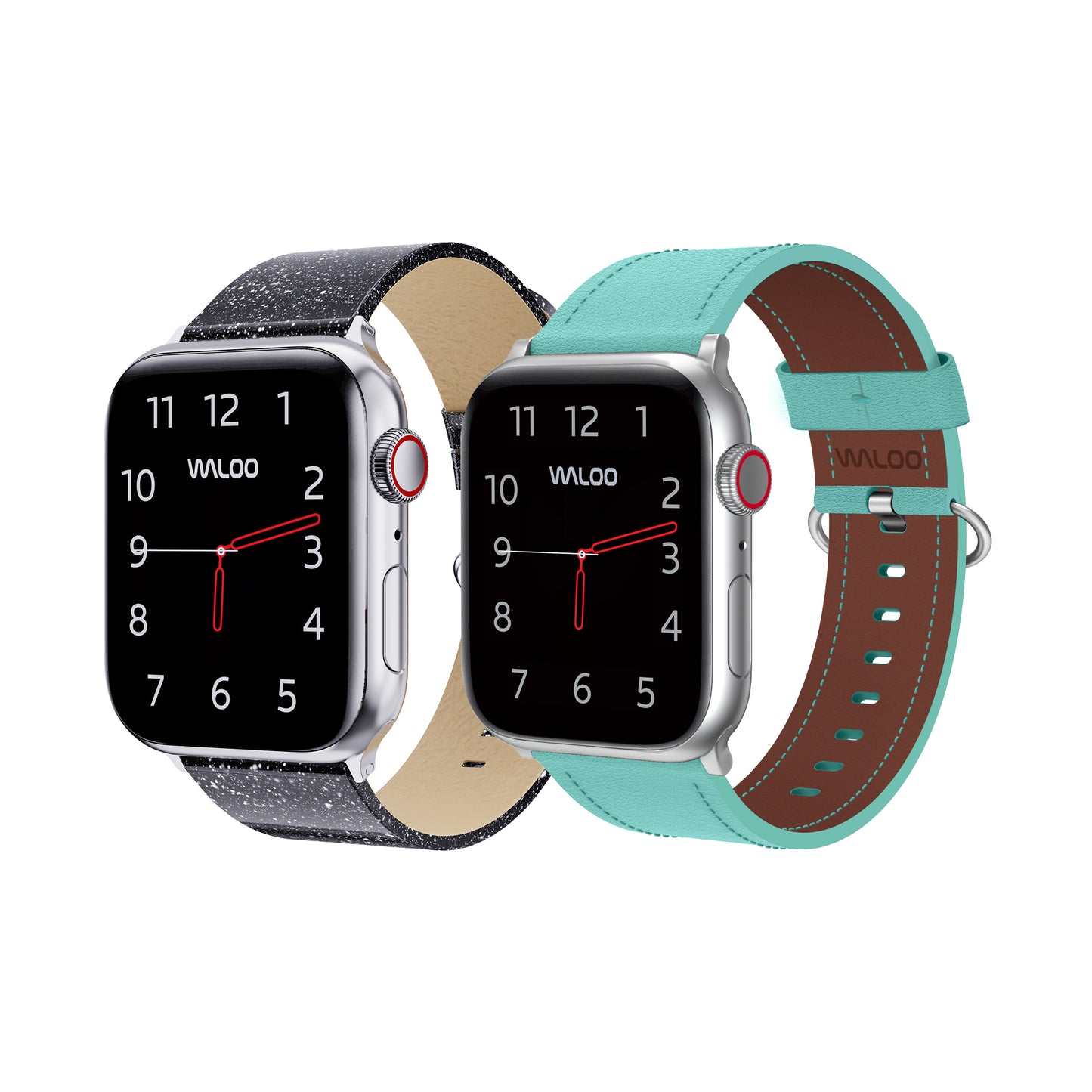 Waloo 2-Pack Shiny Brilliance Leather & Classic Leather Bands For Apple Watch