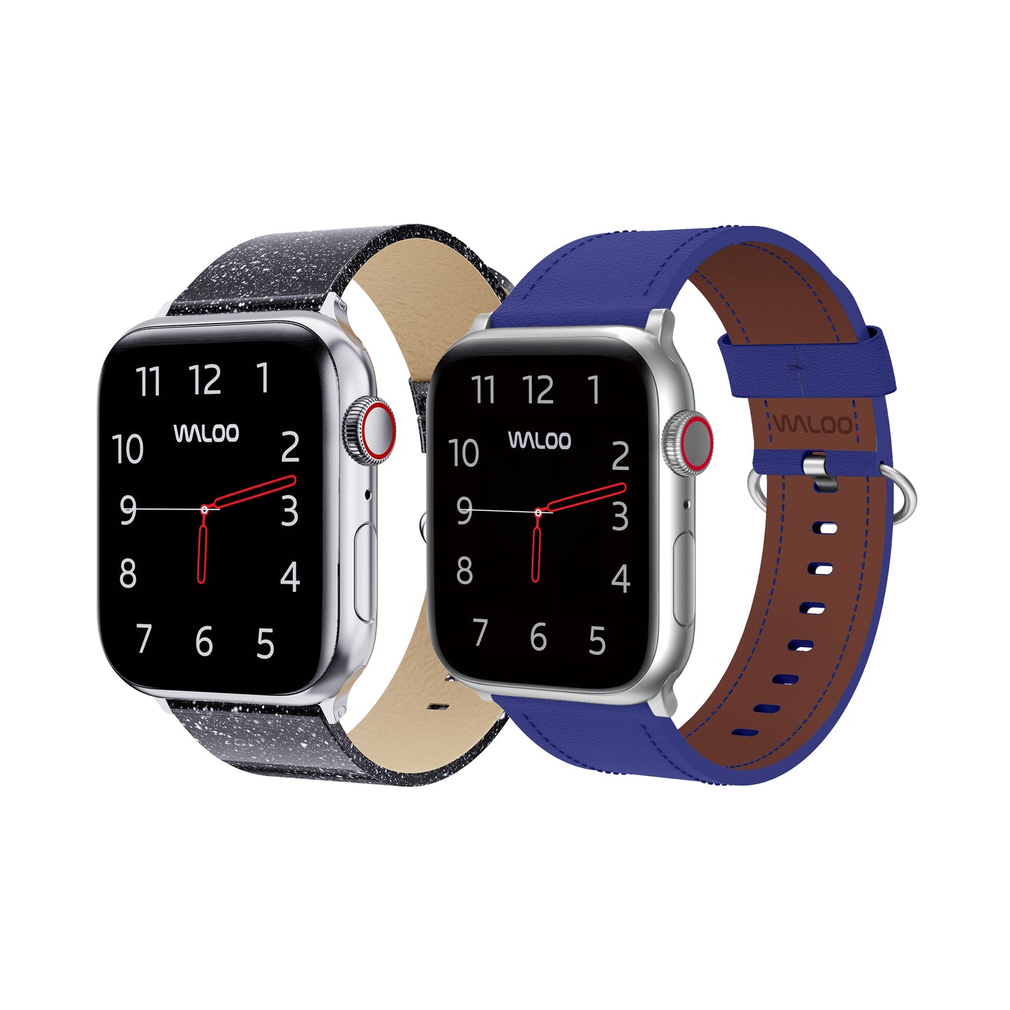 Waloo 2-Pack Shiny Brilliance Leather & Classic Leather Bands For Apple Watch