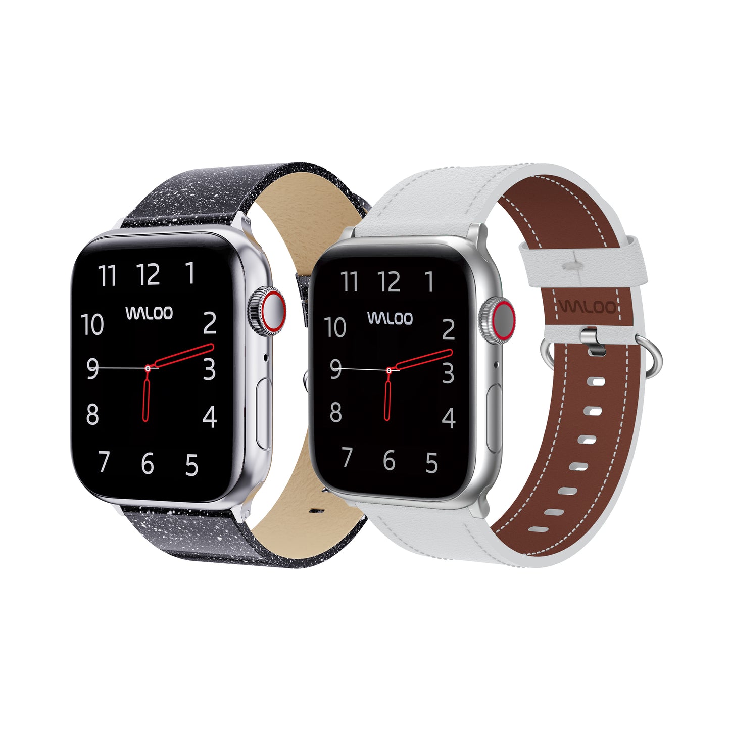 Waloo 2-Pack Shiny Brilliance Leather & Classic Leather Bands For Apple Watch