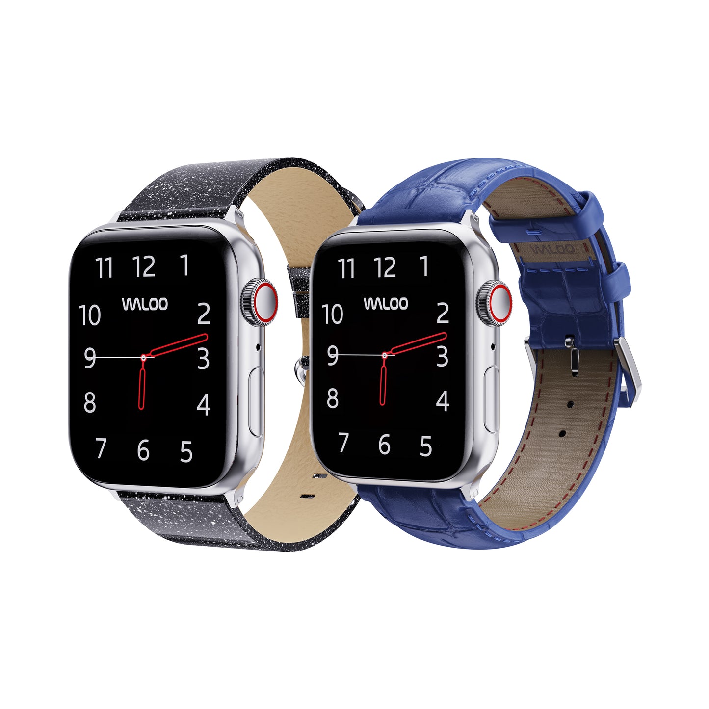 Waloo 2-Pack Shiny Brilliance Leather & Crocodile Leather Bands For Apple Watch