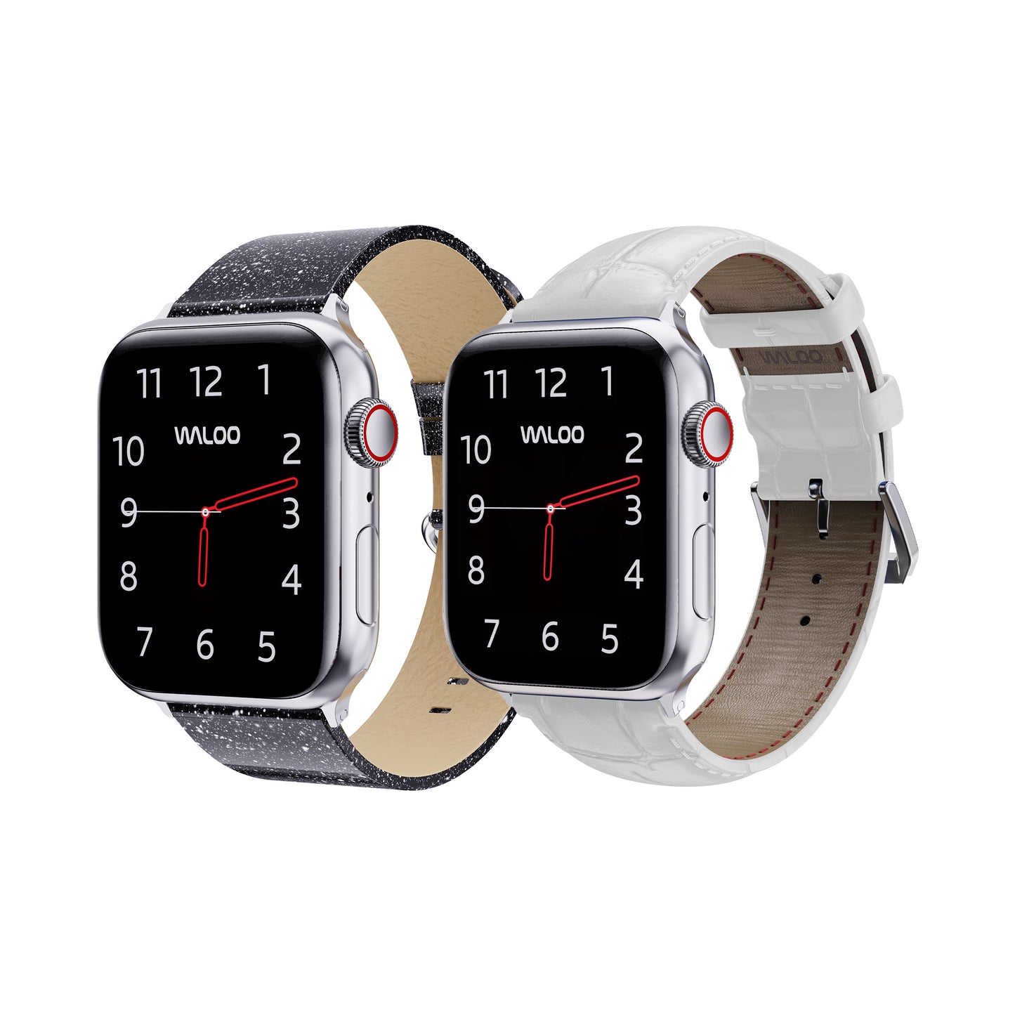 Waloo 2-Pack Shiny Brilliance Leather & Crocodile Leather Bands For Apple Watch