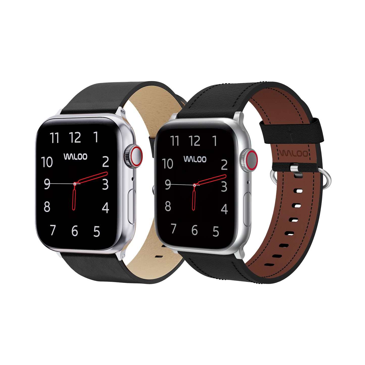 Waloo 2-Pack Leather Grain & Classic Leather Bands For Apple Watch