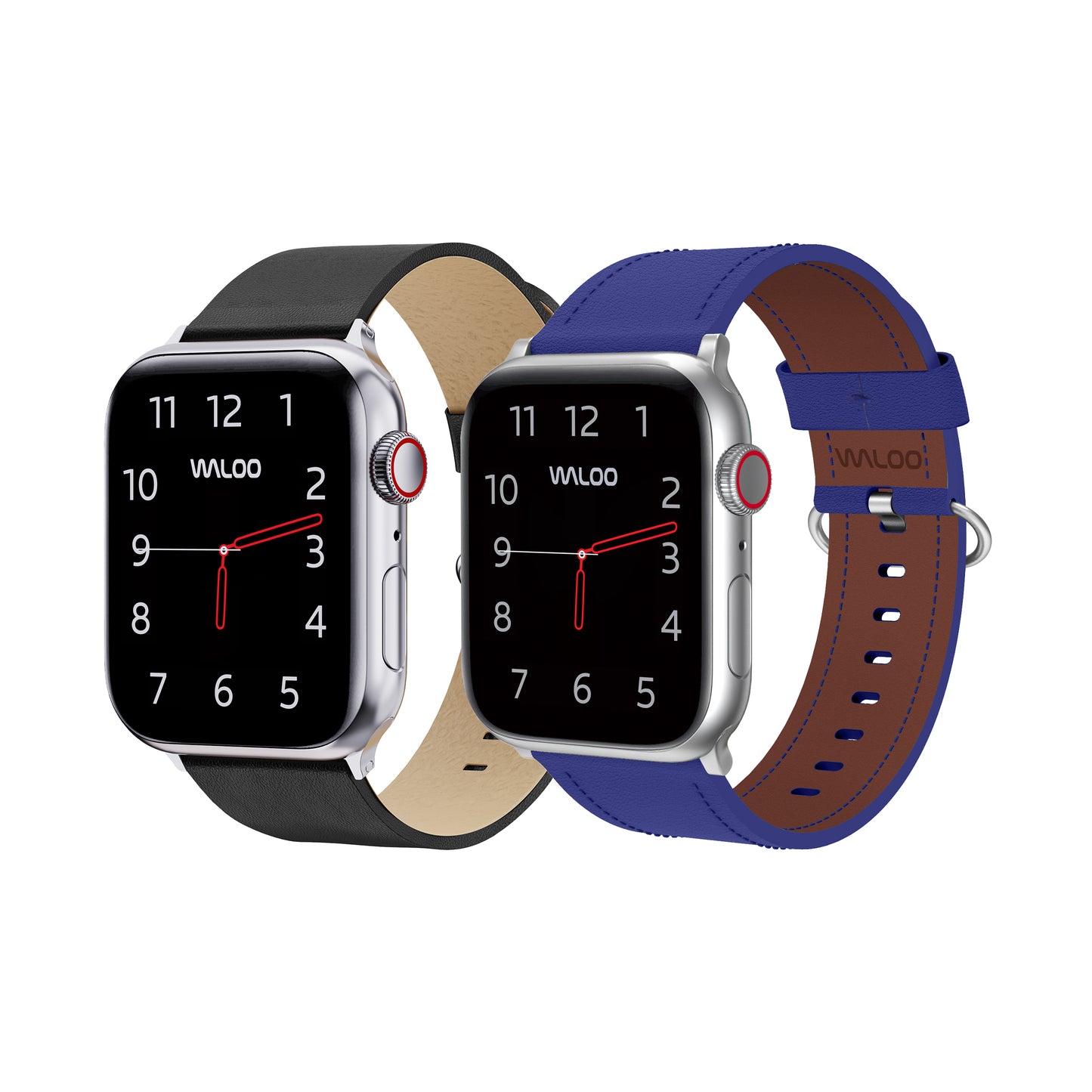 Waloo 2-Pack Leather Grain & Classic Leather Bands For Apple Watch