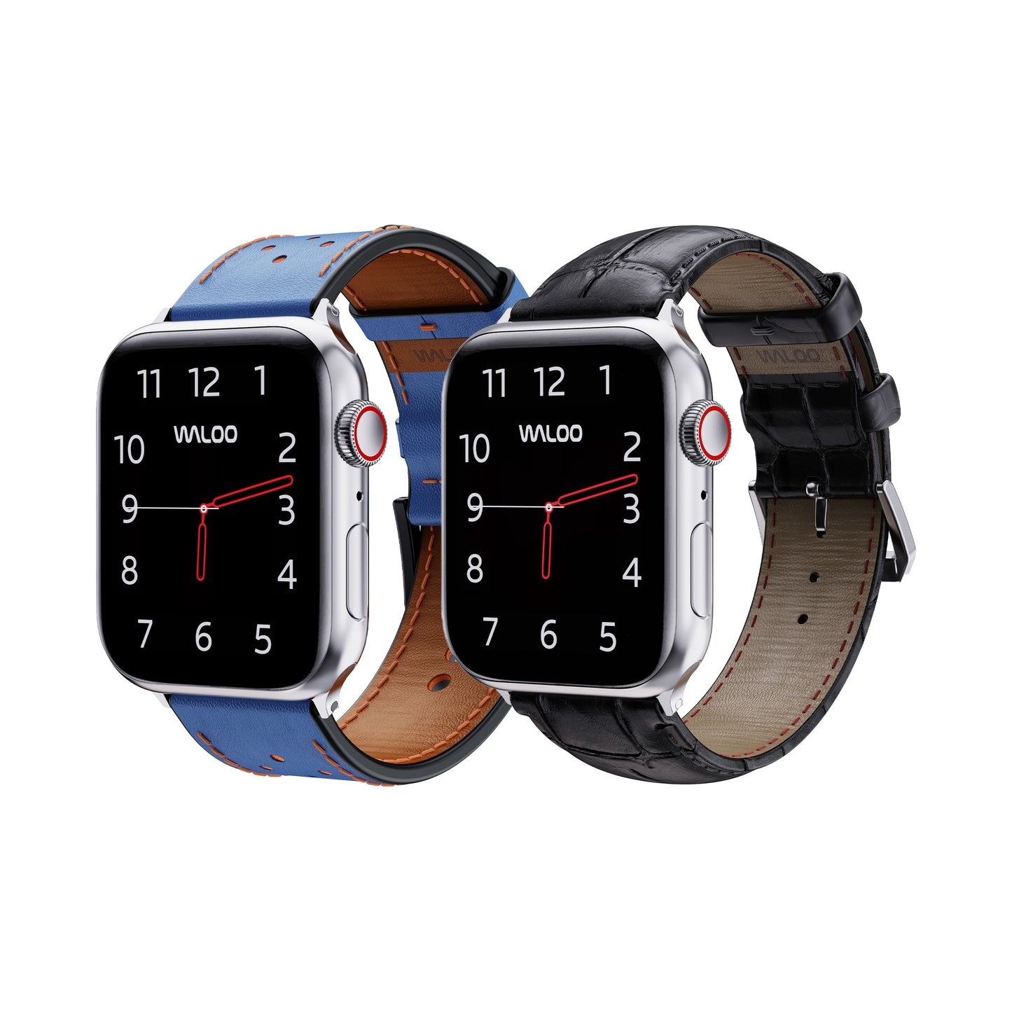 Waloo 2-Pack Breathable Leather & Crocodile Leather Bands For Apple Watch