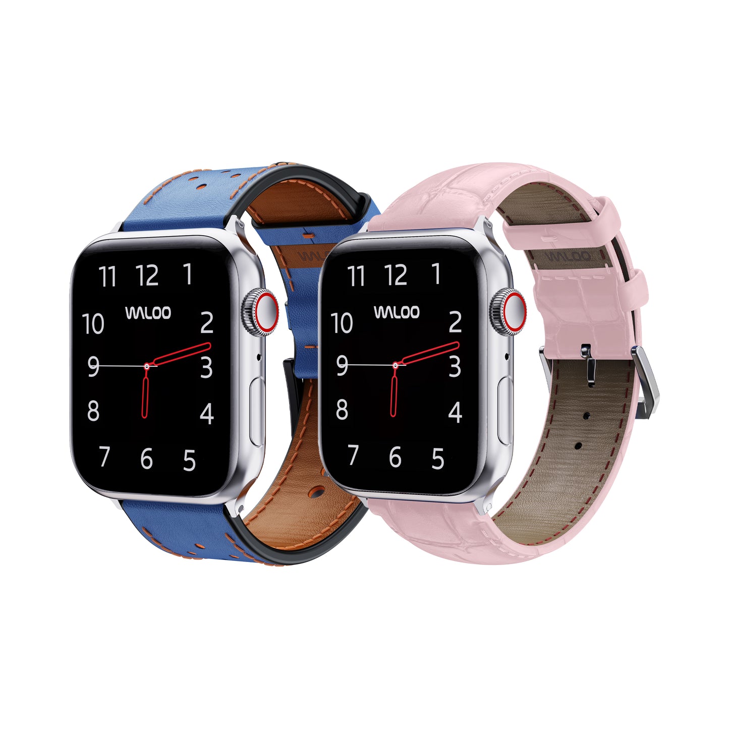 Waloo 2-Pack Breathable Leather & Crocodile Leather Bands For Apple Watch