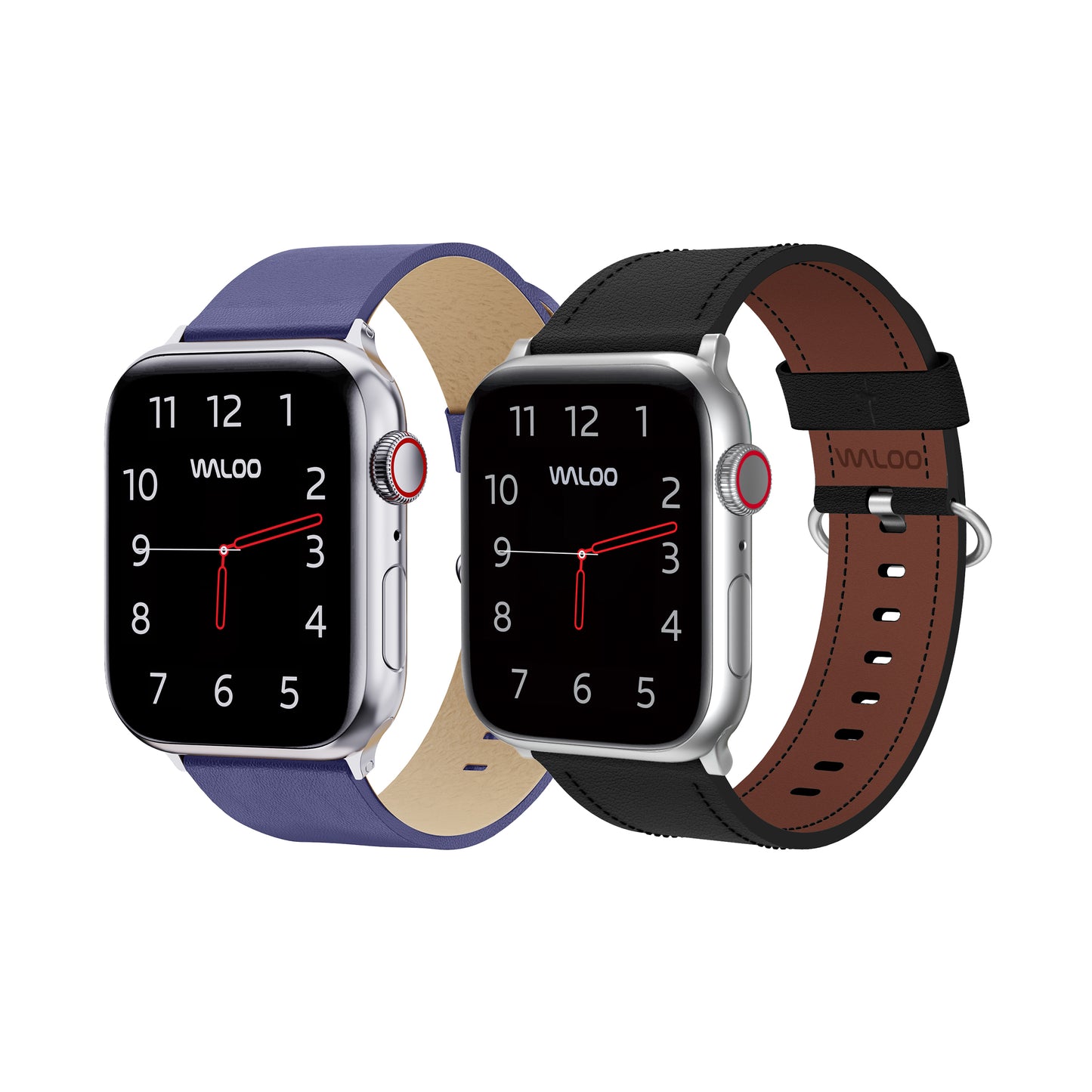 Waloo 2-Pack Leather Grain & Classic Leather Bands For Apple Watch