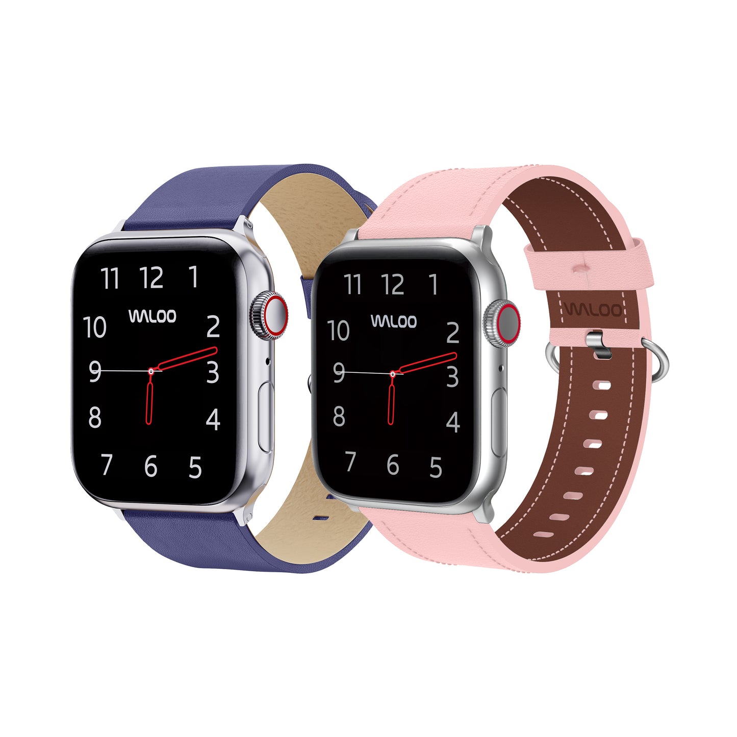 Waloo 2-Pack Leather Grain & Classic Leather Bands For Apple Watch