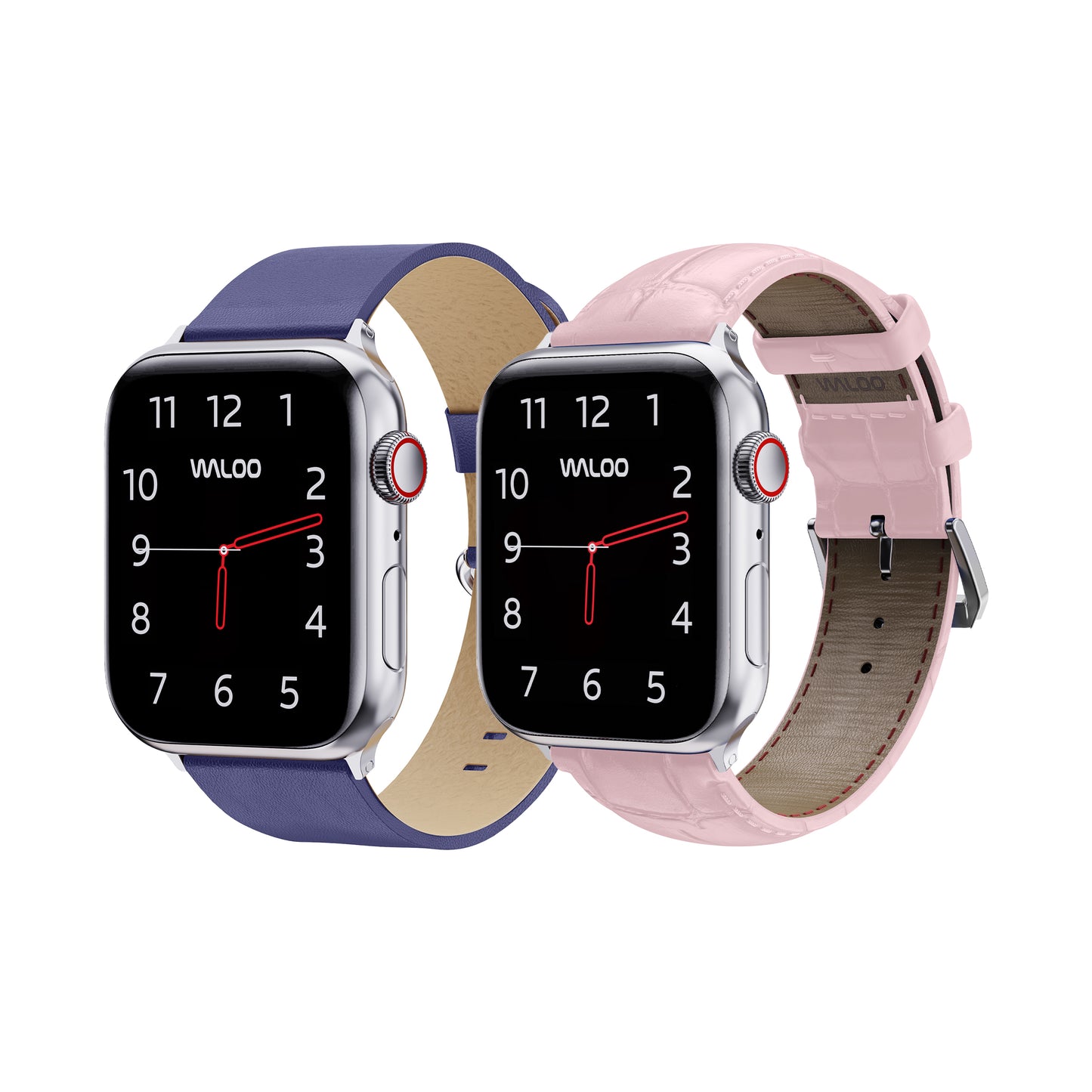 Waloo 2-Pack Leather Grain & Crocodile Leather Bands For Apple Watch